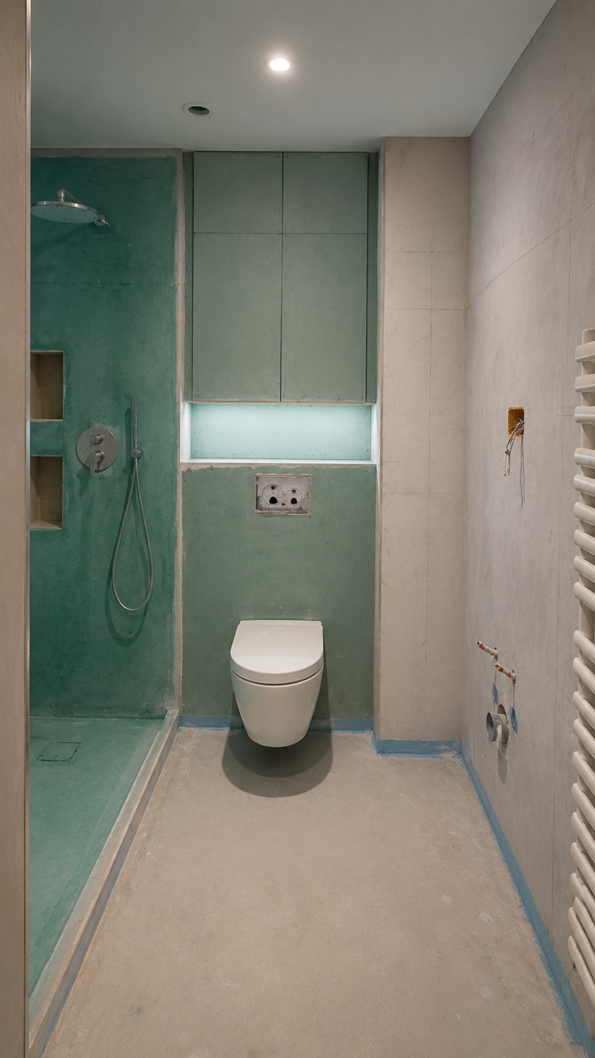 Étanchéité de la douche et pose du WC suspendu