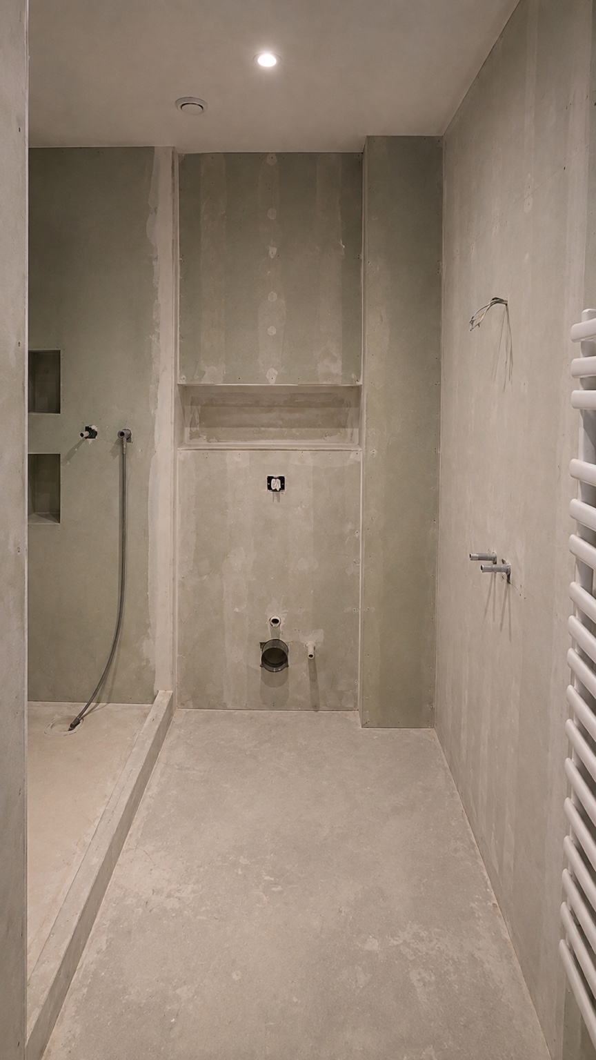 Habillage technique avant étanchéité et carrelage
